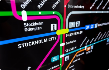 Karta över kollektivtrafkien i Stockholm