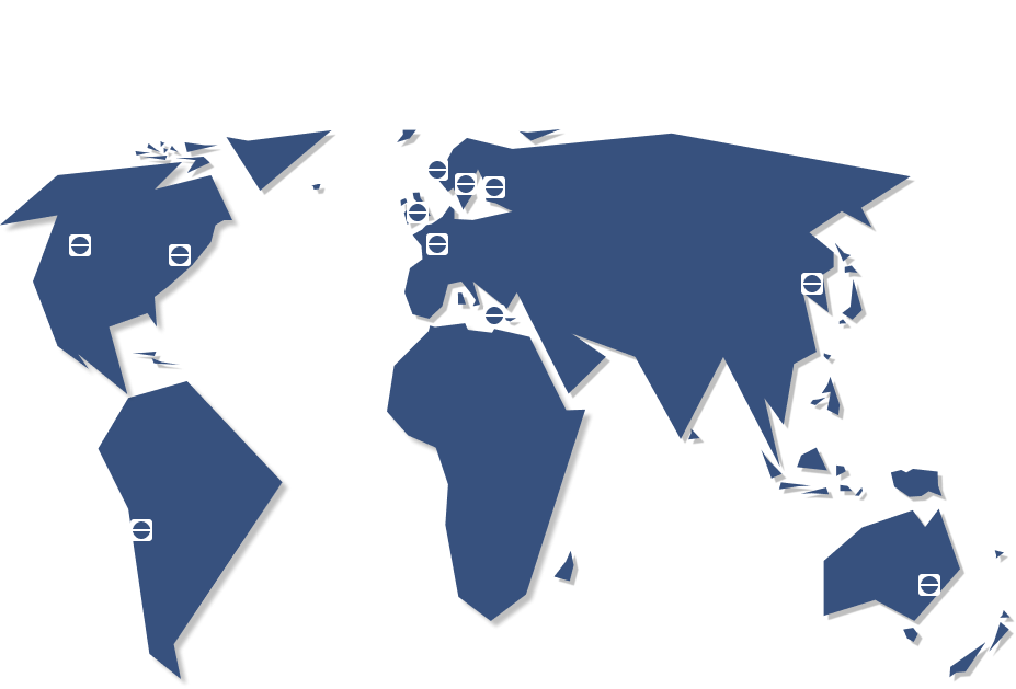 Världskarta med nålar som visar var Usability Partners har arbetat